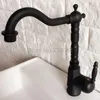 Bathroom Sink Faucets Black Oil Rubbed Brass Kitchen & Faucet Deck Mounted Single Handle Cold And Water Taps Basin / Lnf354