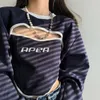 Womens Hoodies Sweatshirts HOUZHOU Vintage Kpop Women Y2k Streetwear Pullover Aesthetic Korean Fashion Cropped Sweatshirt Female Harajuku Hippie 230327