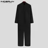 Men's Pants Men Casual Jumpsuits Solid Color Zipper Streetwear Long Sleeve Cargo Overalls 2023 Pockets Fashion Loose Rompers 5XLMen's