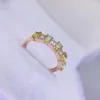 Anelli a grappolo Gioielli premium Pietre preziose naturali Argento sterling 925 Peridoto Mini anello da donna Regalo per feste Sposarsi Matrimonio Compleanno Ottenuto