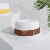 Breite Krempe Hüte QPALCR Weiß Frauen Strohhut Farbband Fedora Lady Boater Sonne Sommer Strandkappe Sailor Trilby