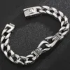 Charm Bracelets Man Bracelet Homme 12MM Wide Stainless Steel Curb Chain Charm Bracelets Hand Bands for Men Vintage Mens Jewellery Accessories 230325