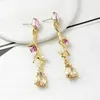 Dangle Earrings Elegant And Stylish Golden Twigs Vine-shaped Pendant Inlaid Rose Rhinestone Imitation Pearls Glamour Jewelry