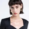 Brincos de berros de moda de graus de relevo geométricos para mulheres Earings de cor de ouro Kolczyki Jóias de moda de aço inoxidável por atacado