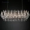 Chandeliers 19th C. Rococo Iron & Crystal Rectangular Modern Retro LED Candle Rustic Black Pendant Lamps Living Room Lights