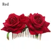 Pettini per capelli con rose da sposa Copricapo da sposa Fasce per fascinator Tiara da spettacolo Diademi Quinceanera 15 pezzi sulla fronte Accessori per copricapo da damigella d'onore Rosso Rosa Blu