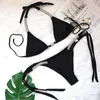 Women's Swimwear ZQLZ Two Pieces Bandage Sexy Bikini With Crystal Seaside Brazilian Split Halter Beachwear Solid Color Casual Push Up
