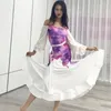 Desgaste de la etapa Fairy Ballroom Dance Dress Mujeres Puff Sleeves Latin Performance Costume Modern Prom Club Party BL8313