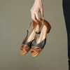 Sandalet 2023 Yeni Kadınlar Sandalet Doğal Deri 22245cm Cowhidepigskin Örme Gladyatör Kadınlar Yaz Ayakkabıları Retro Sandalet Düşük Topuk Z0325