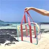 Beach Bags 2023 Korean Summer Tourism High Capacity Shoulder Cute Holiday Jelly Color Pvc Transparent 230327