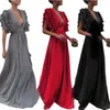 Casual Kleider Vintage Maxi Kleid für Frauen Jahr 2023 Prom Tiefem V-ausschnitt Elegante Femme Robe Schmetterling Ärmeln Party Kleid vestidos