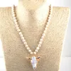 Brins cordes mode bohème bijoux longues perles de pierre nouées 3 couleurs corne pendentif collier pour femmes collier ethnique 230325