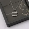 Luxus Designer Anhänger Kette Neckalce Marke Doppel Buchstabe 18 Karat vergoldet Crysatl Strass Pullover Halsketten für Frauen Hochzeit Schmuck Zubehör