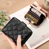 Wallets Geestock Fashion Organ Card Holder Wallets for Women Lingge Short Purse Simple Generous Ladies Zipper Wallet Credit Holders G230327