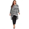 Dames plus size t -shirt plus maat lange mouw casual zebra print blouse lange losse lente herfst tunic top groot formaat kleding t shirt 4xl 5xl 230325