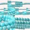 Stone 8mm Factory Cena Naturalna Aqua Amazonite okrągłe luźne koraliki 16 Strand 4 6 8 10 12 mm Rozmiar wyboru do robienia biżuterii Drop dhvzs