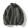 Herenjacks hiphop winter warm dik fleece pluizige jas streetwear harajuku fuzzy casual jas heren herfst solide kleur