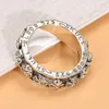 Cluster Rings 002-JZ-09JZFSILVER Silver 925 Fashion Trendy Retro Luxury Design Hip-hop Fine Rotatable Skull Ring For Men Women Wedding