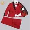 スーツの軽快な春秋フォーマルフォーマンフォーマンフォーマンキッズウェディングブレザー3pcsset子供卸売服3色赤黒と青230327
