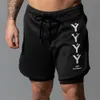 Herrshorts 2 i 1 dubbelskikt shorts män gym fitness träning bermuda kör sport snabb torr korta byxor manliga sommar avslappnad strand shorts w0327