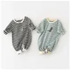 Strampler MILANCEL Baby-Kleidung, gestreift, Baumwolle, geborener Junge, Dinosaurier-Stickerei, Kleinkind-Overall 230327