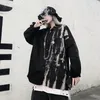 Kvinnors blusar skjortor qweek punk gotisk skjorta kvinnor mall goth lapptäcke svart harajuku slipsfärgning långärmad topp överdimensionerad streetwear splice 230327