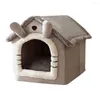 Lits de chat lit maison de sommeil grotte chaude chien coussin amovible intérieur clos confortable chenil tente peluche nid de couchage panier