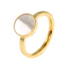 Band Rings MSX Gold Plated Stainless Steel Ring Black White Shell Natural Stone Rings Luxury Wedding Bridal Lover Rings For Women G230327