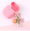 Porte-clés mignon rose pêche lettre coeur perles colorées porte-clés pour femmes filles Kawaii sac voiture téléphone porte-clés pendentif accessoires cadeau