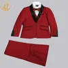 スーツの軽快な春秋フォーマルフォーマンフォーマンフォーマンキッズウェディングブレザー3pcsset子供卸売服3色赤黒と青230327