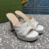 Sommardesigner vattentäta plattformstofflor Högklackade sandaler stilettklackar peep-toe sandaler damdesigner middagsskor