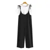 Kvinnors jumpsuits Rompers S 5XL 2023 Kvinnor Casual Solid Strappy Dungarees Vintage Cotton Loose Wide Leg Overalls Long Combinaison