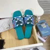 Designer Slides Women Embroidered Fabric Slippers Metallic Slide Sandals woman Luxury Sandal Chunky Heels Fashion Summer Beach Low Heel Shoes