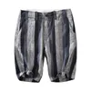 Mäns shorts Summer Kontrast Striped Shorts för män Pure Linen Lightweight Beach Straight Loose Cnapp Up Short Pants 230327