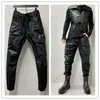 Herrenhosen PFNW Dark Retro Waxed Dyed Pockets Spliced Personalized Leather Cargo Pants Trend Functional Workwear Fashion 12A5756 230327