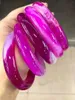 Bangle Real Natural Chalcedony Violet Armband Kvinnor Handkuggade jade smycken Jadeite Bangles Agate Gift Armband Nat