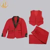 Garnitury Nimble Spring Autumn Formal for Boys Children Wedding Blazer 3pcsset Dzieci Hurtowe odzież 3 Kolory Czerwony czarno -niebieski 230327