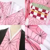 Cosplay Anime Kamado Nezuko Costume Cosplay Demon Slayer Cosplay Uniforme Vestiti Kimono Parrucca Puntelli Set Costume di Halloween per Bambini Adulti 230327