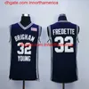 NCAA Brigham Young Cougars Jimmer Fredette College Basketball Jersey Bleu Blanc Hommes # 32 Jimmer Fredette Chemises Maillots cousus