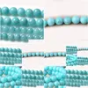 Stone 8mm Factory Cena Naturalna Aqua Amazonite okrągłe luźne koraliki 16 Strand 4 6 8 10 12 mm Rozmiar wyboru do robienia biżuterii Drop dhvzs