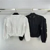 23SS FW Women Sweaters Knits Designer Tops With Hollow Out Camellia Milan Runway Brand Designer Crop Top Shirt High End Diamond Elasticity Pullover Jacket Outwear