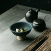 Dinnerware Sets KINGLANG Korin Retro Gold Edge Rice Bowl High Foot Snack Dish Wholesale Ceramic