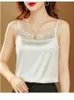 Camisoles Tanki JMPRS seksowne koronkowe patchwork cami tops kobiety letnie modne dopasowanie kombinezonu jedwabny satynowy top