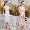 Vêtements ethniques FZSLCYIYI Dentelle Broderie Applique Satin Vintage Femmes Oriental Imprimer Aodai Cheongsam Élégant Casual Qipao Oversize 3XL