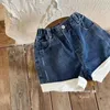 Set di abbigliamento Estate Striscia nera Bambine Bambini Due 2 pezzi Topshorts Denim Vestiti per bambini Abiti da vacanza per bambini 230327