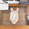 Einteilige 23SS Zweiteilige Badeanzug Kinder Mädchen Bademode Designer Sommer Gitterdruck Reine Baumwolle Mädchen Badebekleidung Strandbikinis Kinder Schwimmenw