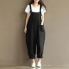 Kobiety Jumpsuits Rompers Fashion Kobiety Dziewczęta luźne Solid Scossuit Pasek Dungaree harem spustki panie