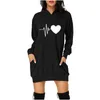 Casual Dresses Dress Sweatshirt Print Day Pockets Hooded Valentine's Letter Women Fashion Short Women's