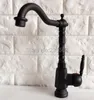 Bathroom Sink Faucets Black Oil Rubbed Brass Kitchen & Faucet Deck Mounted Single Handle Cold And Water Taps Basin / Lnf354