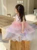 Robes de fille Été nouvelles filles mode douce maille colorée robe de princesse couleur bonbon robe de gâteau enfants fête d'anniversaire robes 2-8T